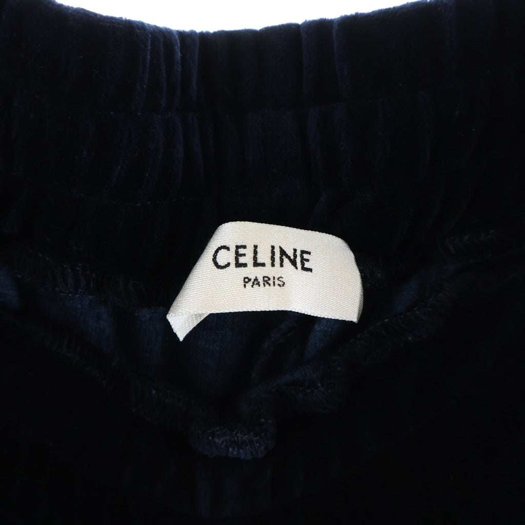 CELINE(セリーヌ) トリオンフ 刺繍 ベロアトラックパンツ ストレートパンツ ネイビー #M