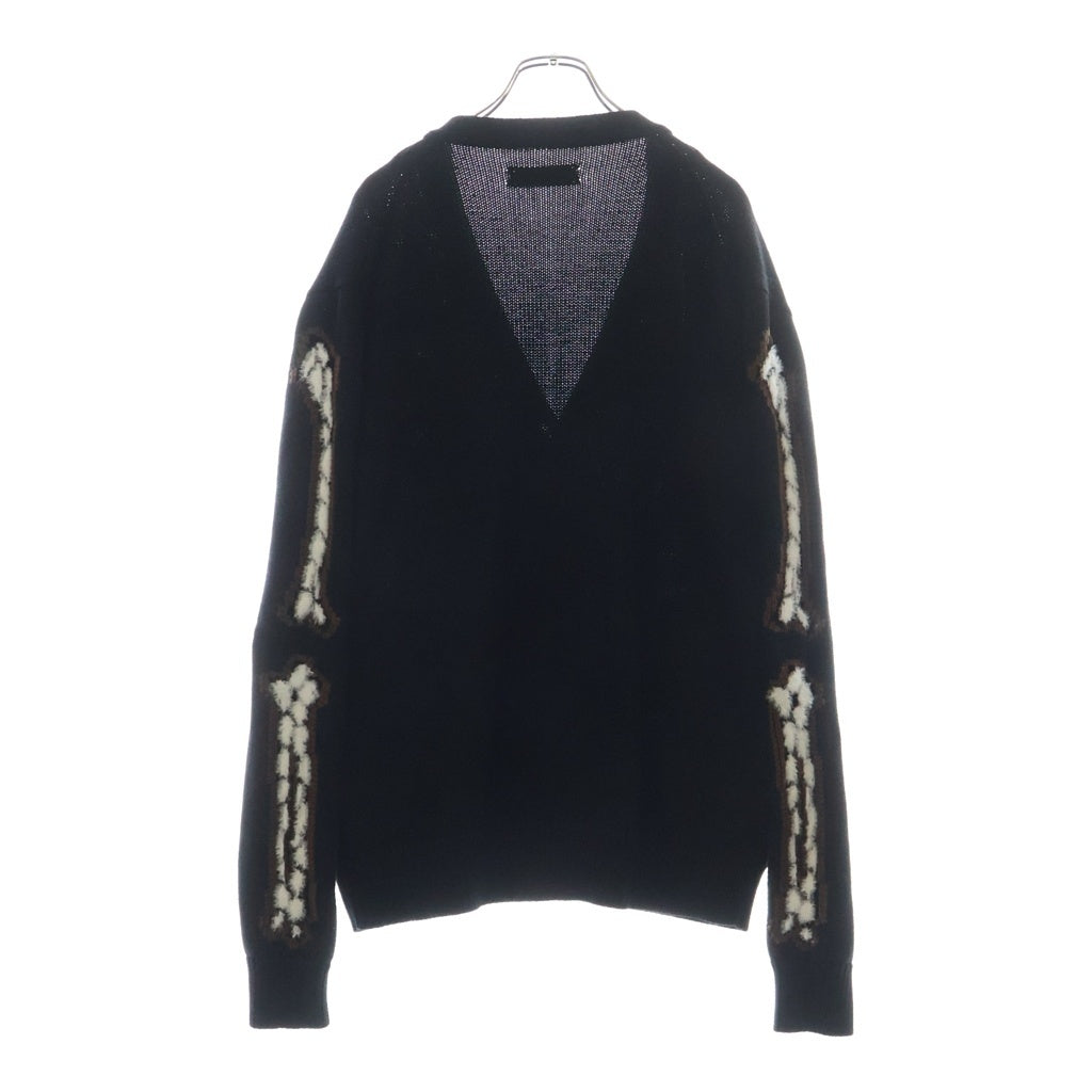 AMIRI(アミリ) レオパード ボーンズ ニットカーディガン ブラック #L