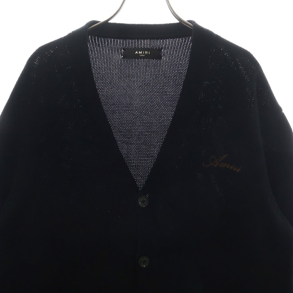 AMIRI(アミリ) レオパード ボーンズ ニットカーディガン ブラック #L