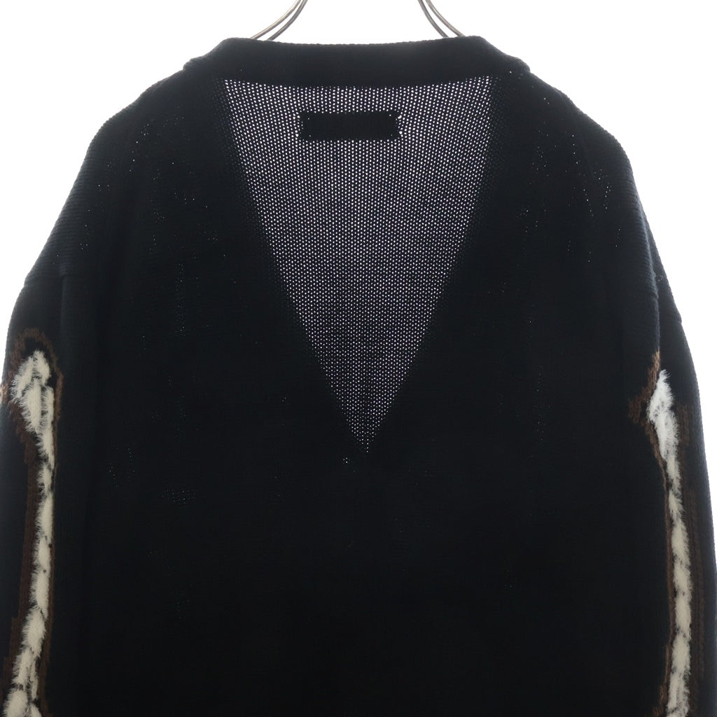 AMIRI(アミリ) レオパード ボーンズ ニットカーディガン ブラック #L