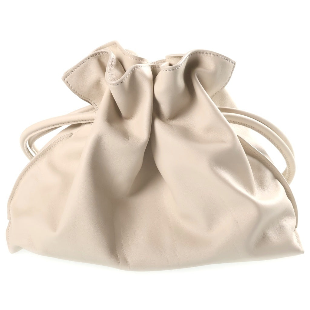 LOEWE(ロエベ) フラメンコ ミディアム ドローストリング レザー 2WAY ハンド ショルダーバッグ シルバー金具 アイボリー レディース
