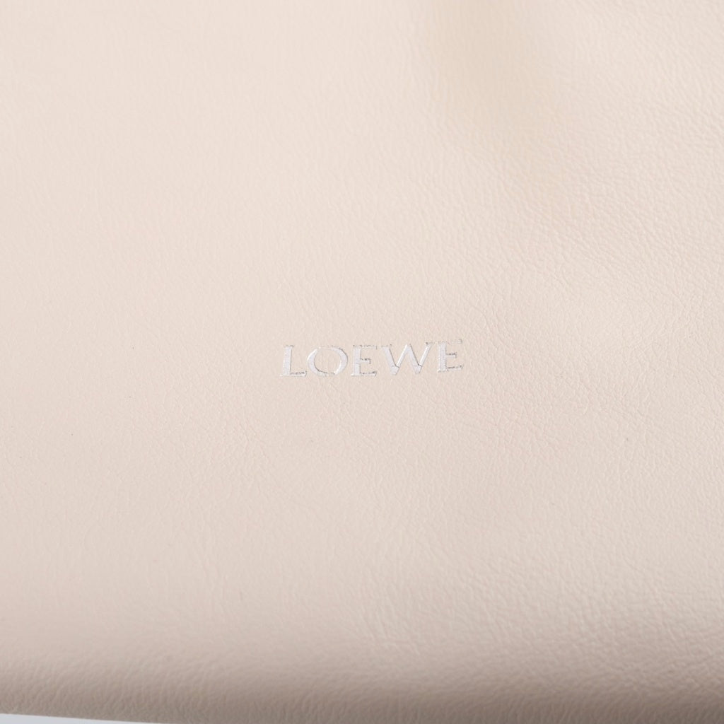 LOEWE(ロエベ) フラメンコ ミディアム ドローストリング レザー 2WAY ハンド ショルダーバッグ シルバー金具 アイボリー レディース