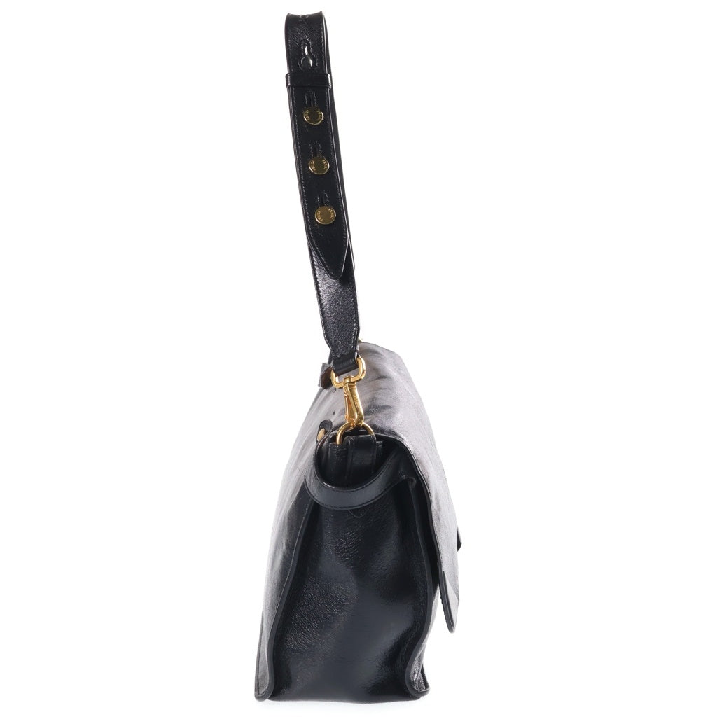 FENDI(フェンディ) キャンユー ラージ レザー ショルダーバッグ ゴールド金具 ブラック 8BT314