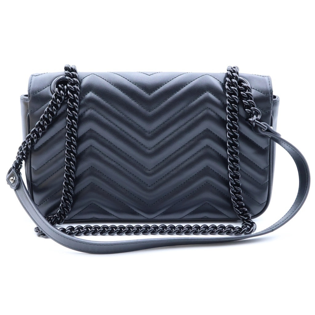 GUCCI(グッチ) GGマーモント キルティング ショルダーバッグブラック ブラック金具 レザー 443497 レディース