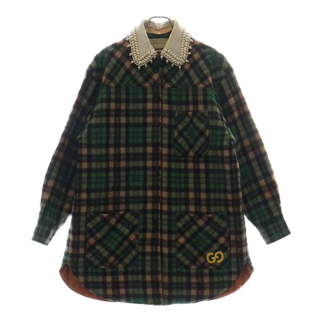 GUCCI(グッチ) Tartan with GG タータンチェックウールコート グリーン #36 711716ZAKX9 レディース