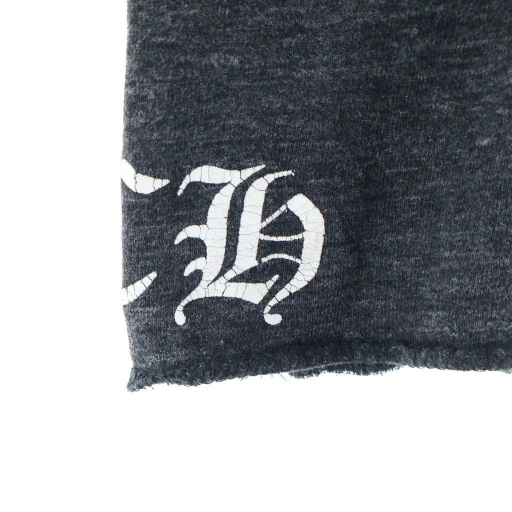 CHROME HEARTS(クロムハーツ) OLD BACK SCROLL LABELTEE スクロールラベルプリント ヘンリーネック 袖フローラル 7部袖Tシャツ カットソー ブラック