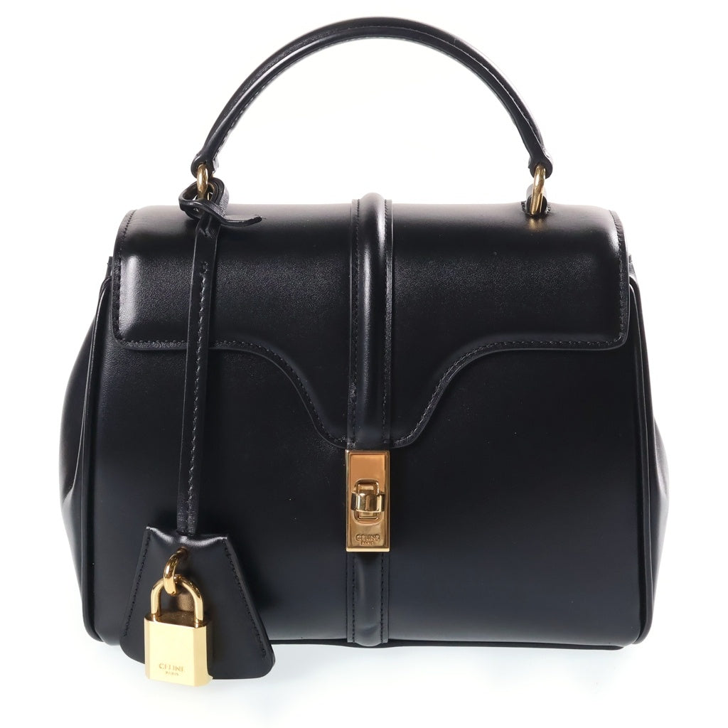CELINE(セリーヌ) セーズ16 スモール 2WAYハンドバッグ ショルダーバッグ ブラック レザー ゴールド金具 レディース