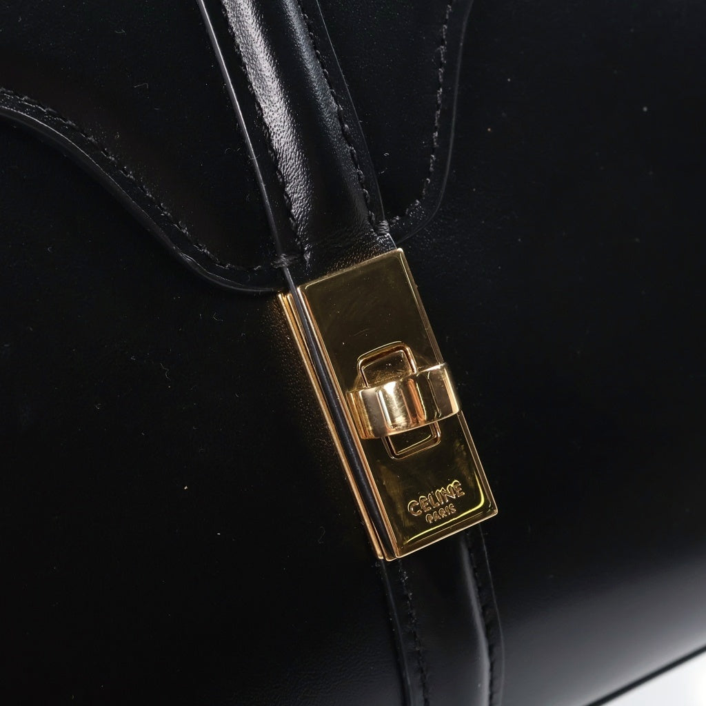 CELINE(セリーヌ) セーズ16 スモール 2WAYハンドバッグ ショルダーバッグ ブラック レザー ゴールド金具 レディース