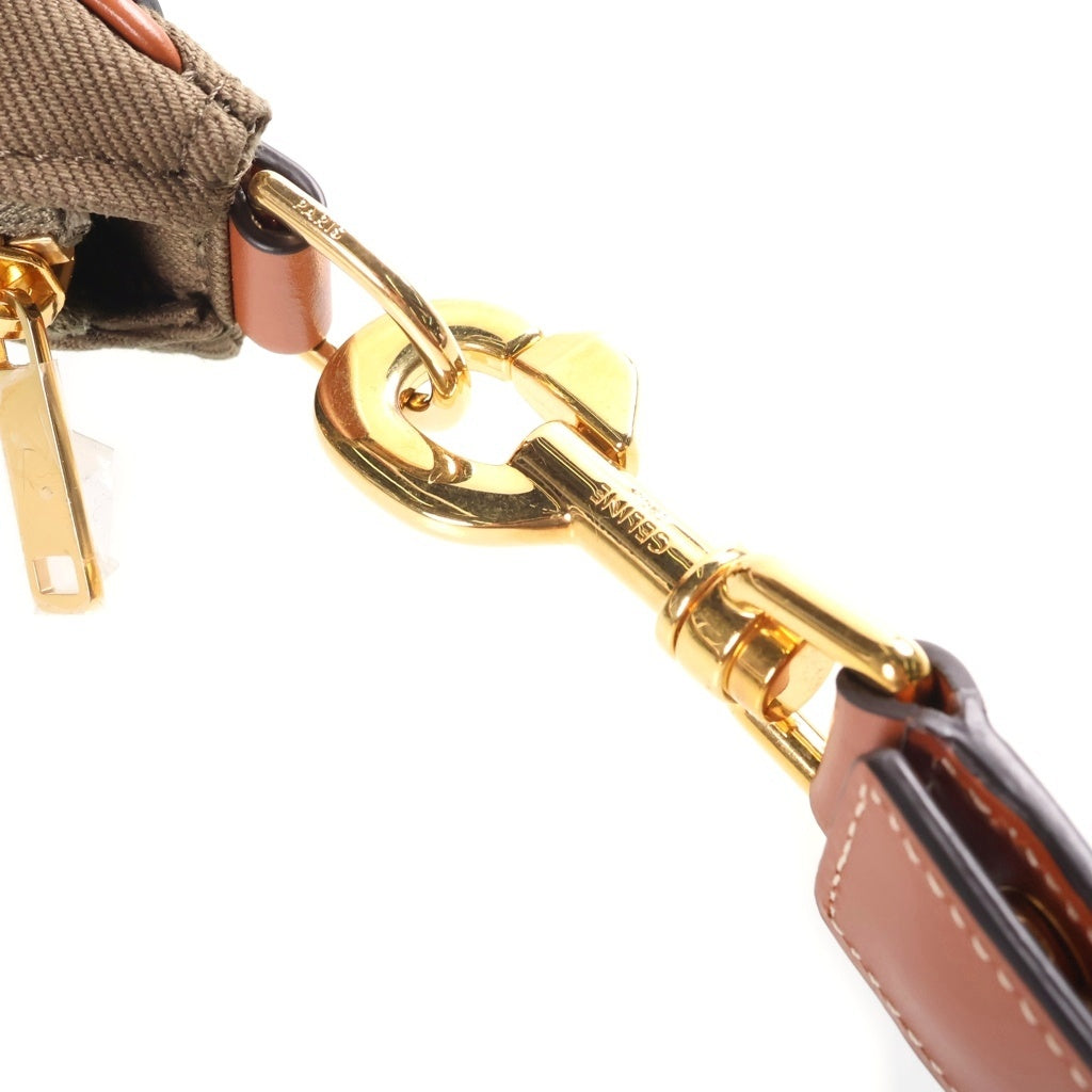 CELINE(セリーヌ) トリオンフ アヴァ ホーボーバッグ ワンショルダーバッグ カーキ キャンバス×カーフスキン ゴールド金具 レディース