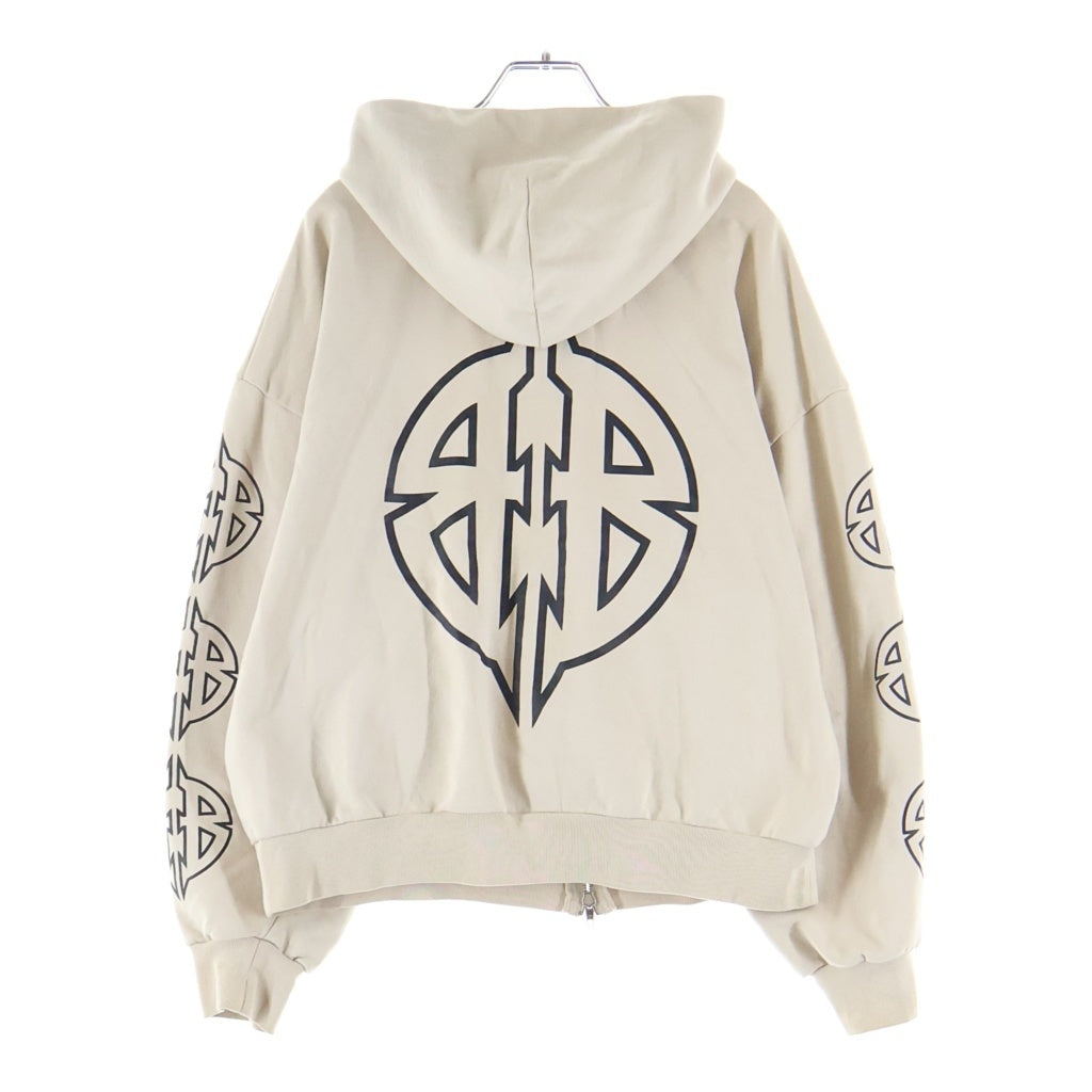 BALENCIAGA(バレンシアガ) BB Metal Stencil Zip-Up Hoodie JP57 2023 00870 BBメタル ステンシルジップアップ フーディーパーカー ベージュ #XS 767857