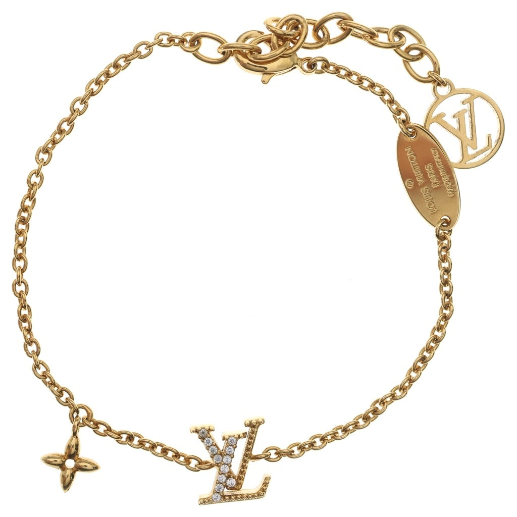 LOUIS VUITTON(ルイヴィトン) LVアイコニック ブレスレット ゴールド GP×ラインストーン M00587 レディース