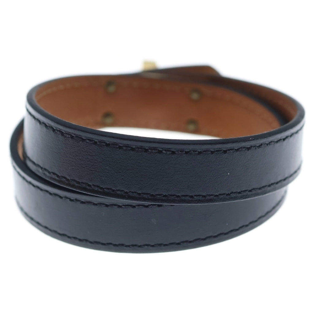 HERMES(エルメス) ミニケリー ドゥブルトゥール ブレスレット ブラック レザー ゴールド金具 レディース