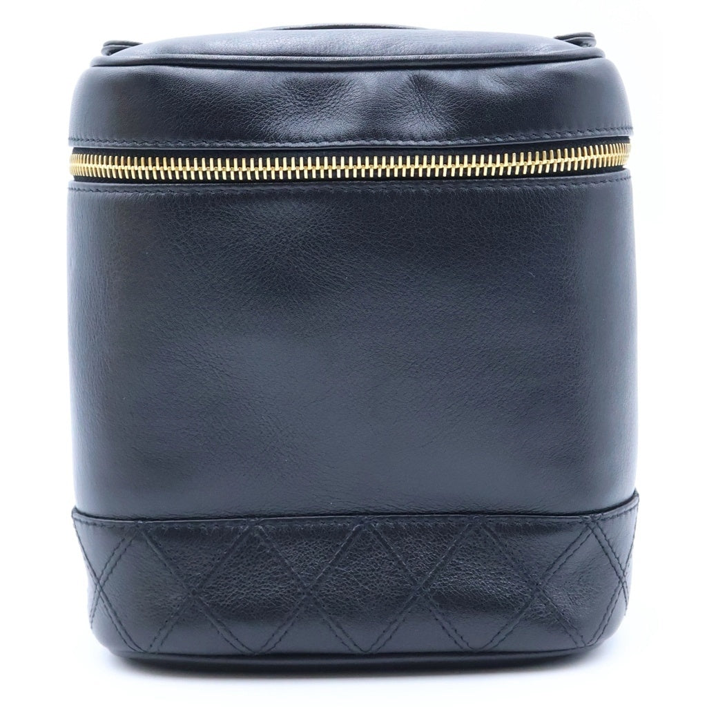 CHANEL(シャネル) バニティバッグ ハンドバッグ ケース ブラック ラムスキン ゴールド金具 レディース