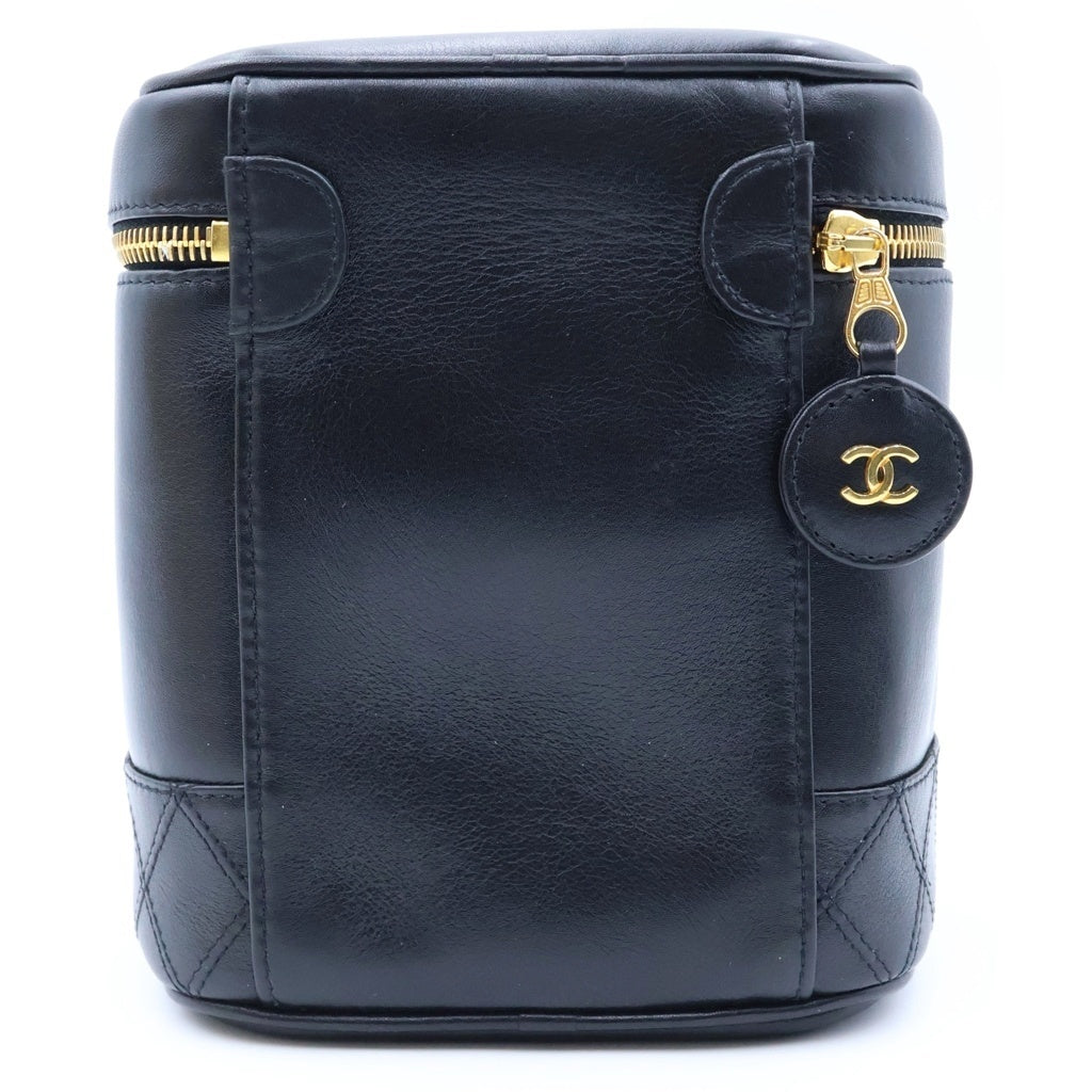 CHANEL(シャネル) バニティバッグ ハンドバッグ ケース ブラック ラムスキン ゴールド金具 レディース