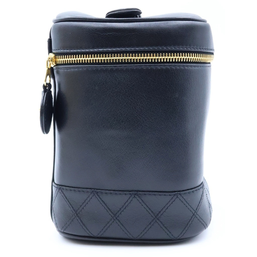 CHANEL(シャネル) バニティバッグ ハンドバッグ ケース ブラック ラムスキン ゴールド金具 レディース