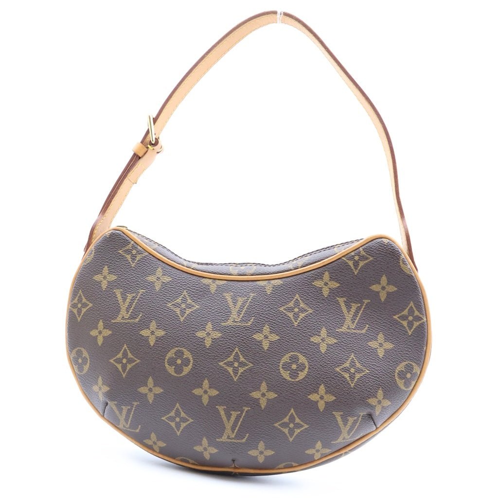 LOUIS VUITTON(ルイヴィトン) モノグラム ポシェットクロワッサン ショルダーバッグ ブラウン レザー×PVC M51510 ゴールド金具 レディース