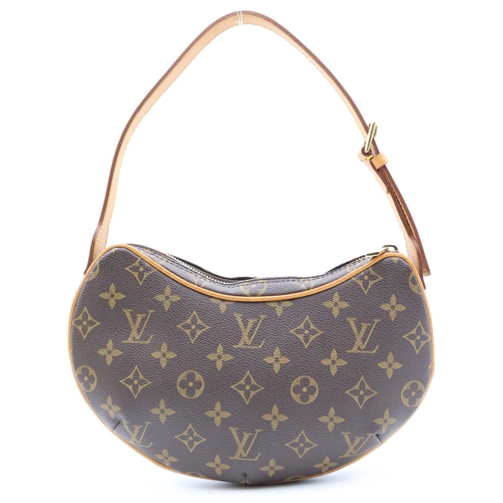LOUIS VUITTON(ルイヴィトン) モノグラム ポシェットクロワッサン ショルダーバッグ ブラウン レザー×PVC M51510 ゴールド金具 レディース
