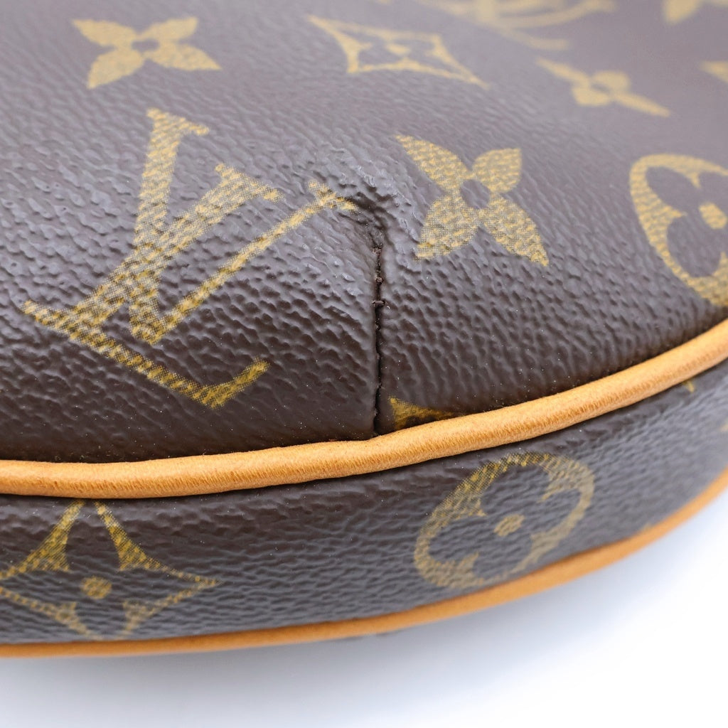 LOUIS VUITTON(ルイヴィトン) モノグラム ポシェットクロワッサン ショルダーバッグ ブラウン レザー×PVC M51510 ゴールド金具 レディース