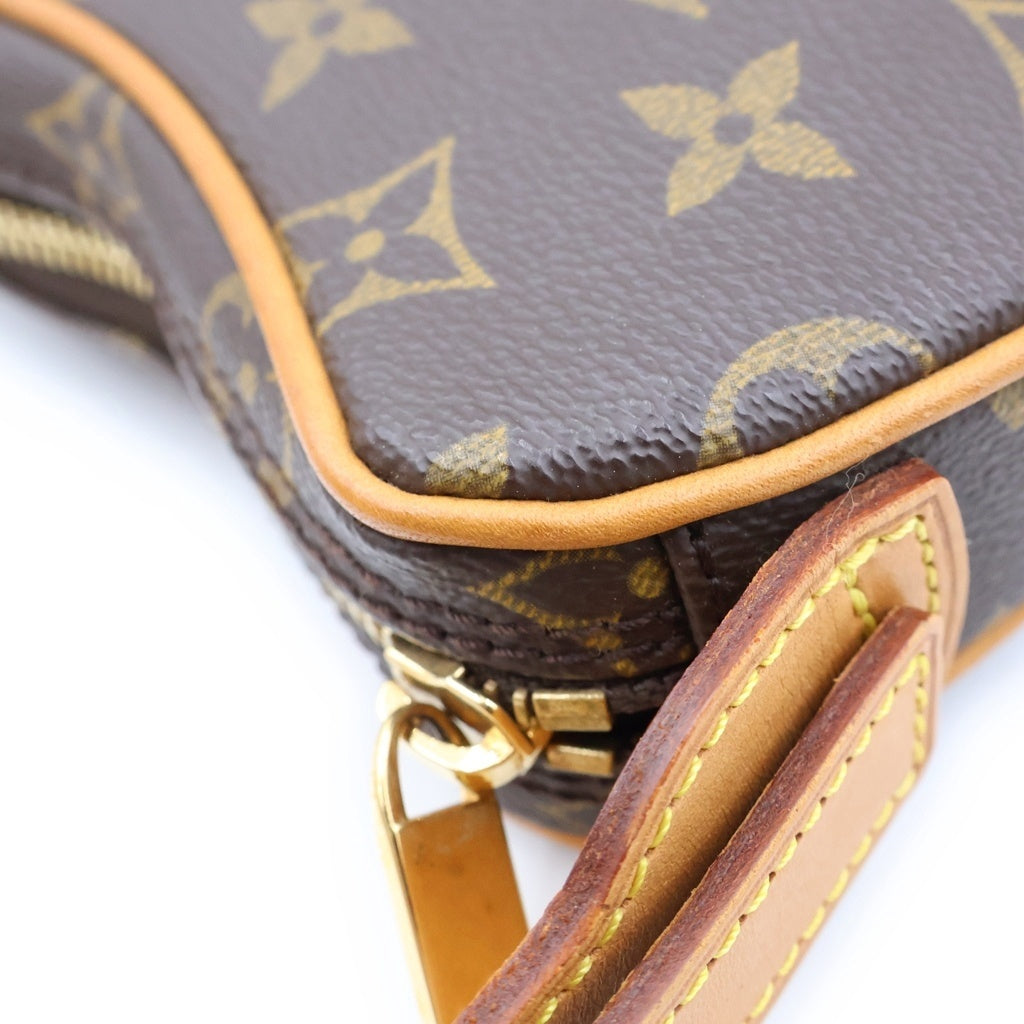 LOUIS VUITTON(ルイヴィトン) モノグラム ポシェットクロワッサン ショルダーバッグ ブラウン レザー×PVC M51510 ゴールド金具 レディース