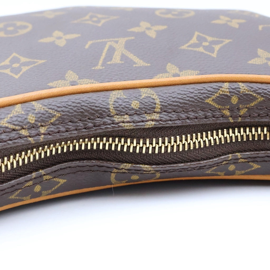 LOUIS VUITTON(ルイヴィトン) モノグラム ポシェットクロワッサン ショルダーバッグ ブラウン レザー×PVC M51510 ゴールド金具 レディース