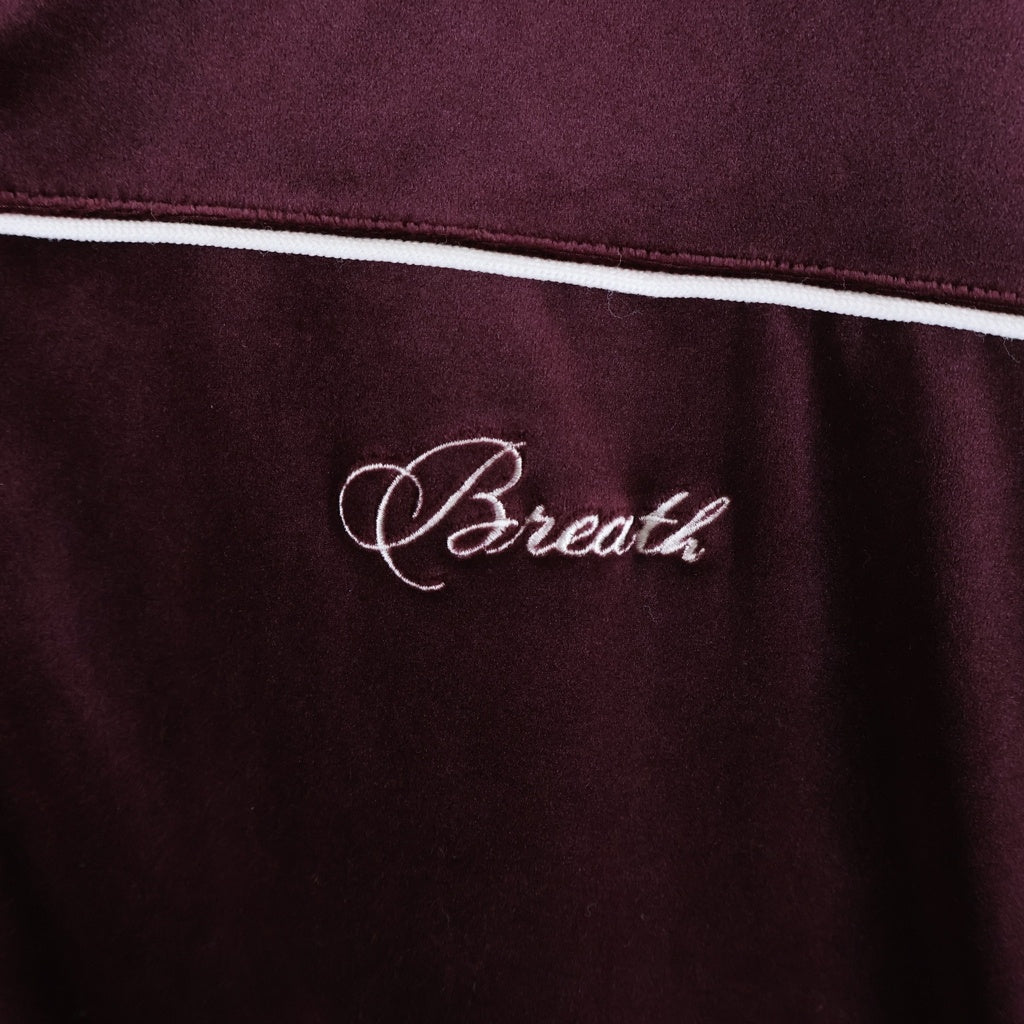 BREATH(ブレス) スクリプトロゴ刺繍 ベロアトラックジャケット ジャージ バーガンディ ボルドー ワインレッド #L