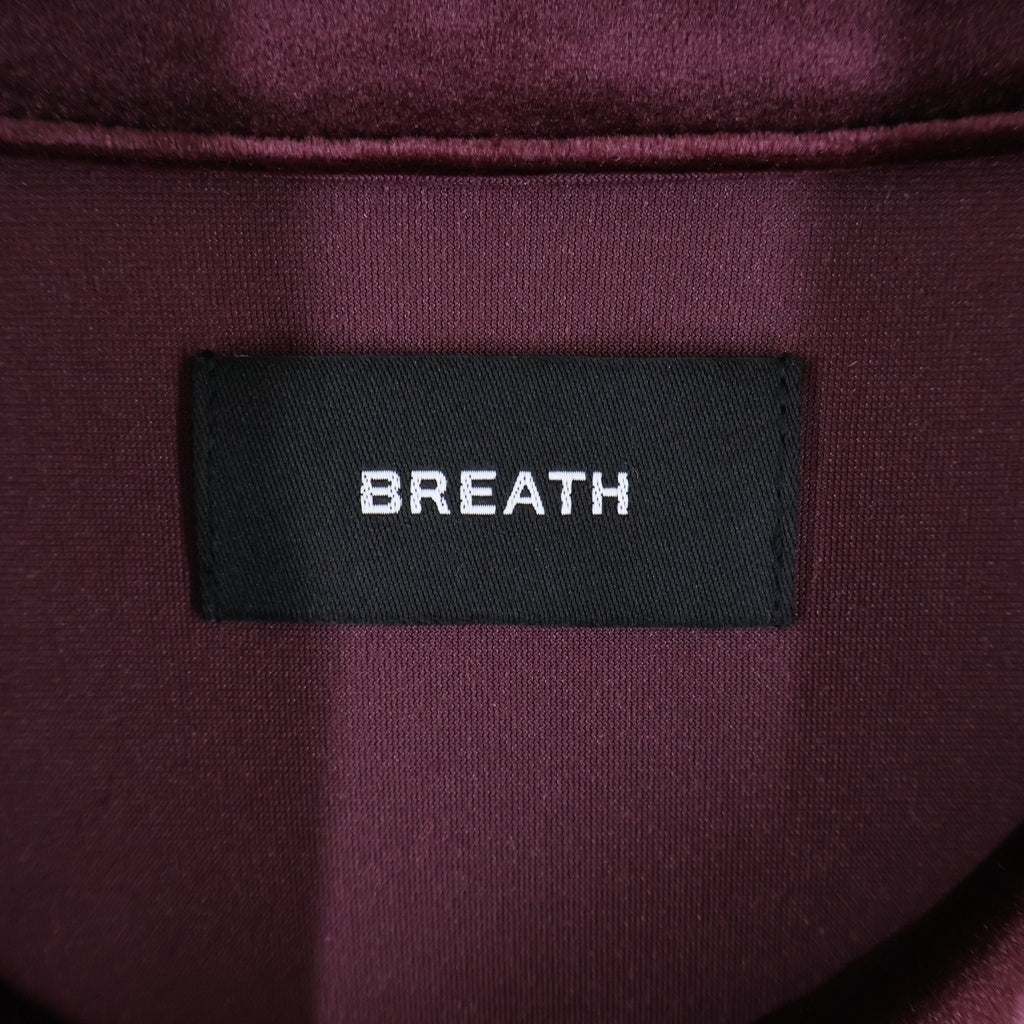 BREATH(ブレス) スクリプトロゴ刺繍 ベロアトラックジャケット ジャージ バーガンディ ボルドー ワインレッド #L