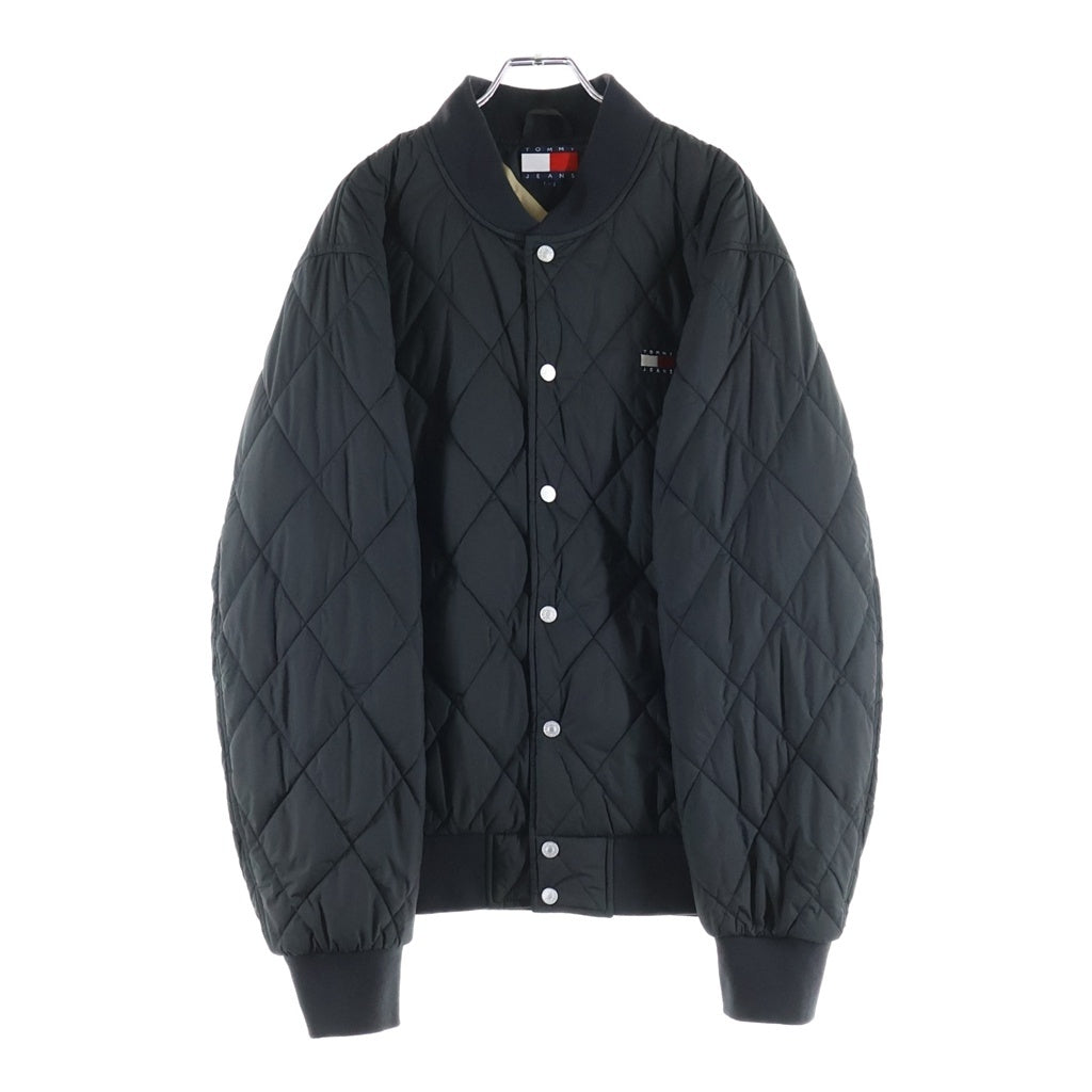TOMMY HILFIGER(トミーヒルフィガー) ロゴ刺繍 リバーシブルキルティングボンバージャケット ブラック #L