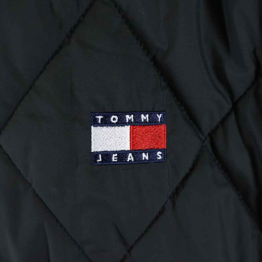 TOMMY HILFIGER(トミーヒルフィガー) ロゴ刺繍 リバーシブルキルティングボンバージャケット ブラック #L