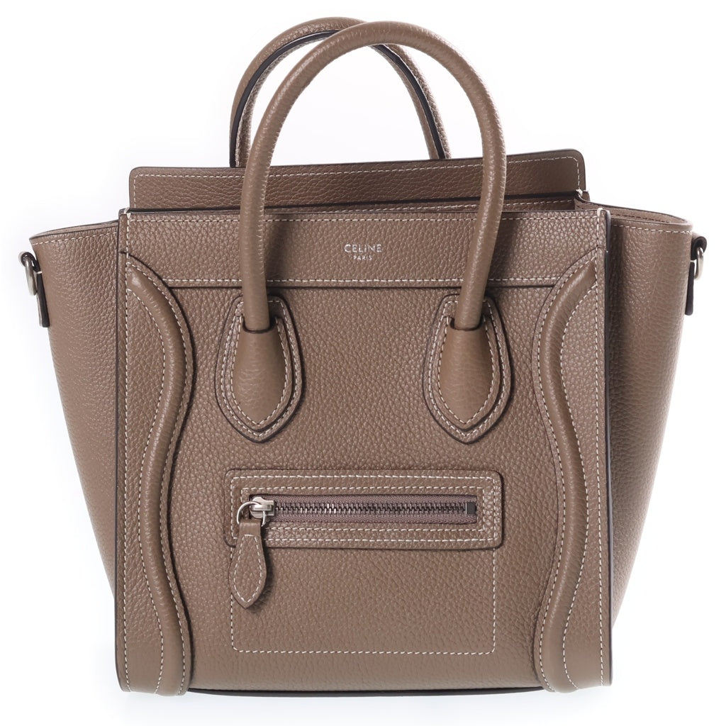 CELINE(セリーヌ) ラゲージ ナノショッパー レザーハンドバッグ ショルダーバッグ ベージュ レディース