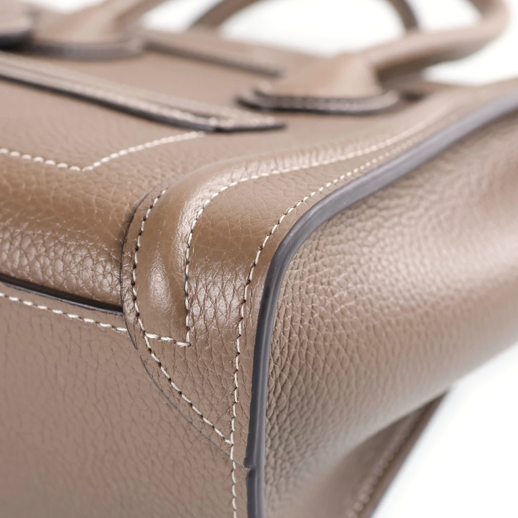 CELINE(セリーヌ) ラゲージ ナノショッパー レザーハンドバッグ ショルダーバッグ ベージュ レディース
