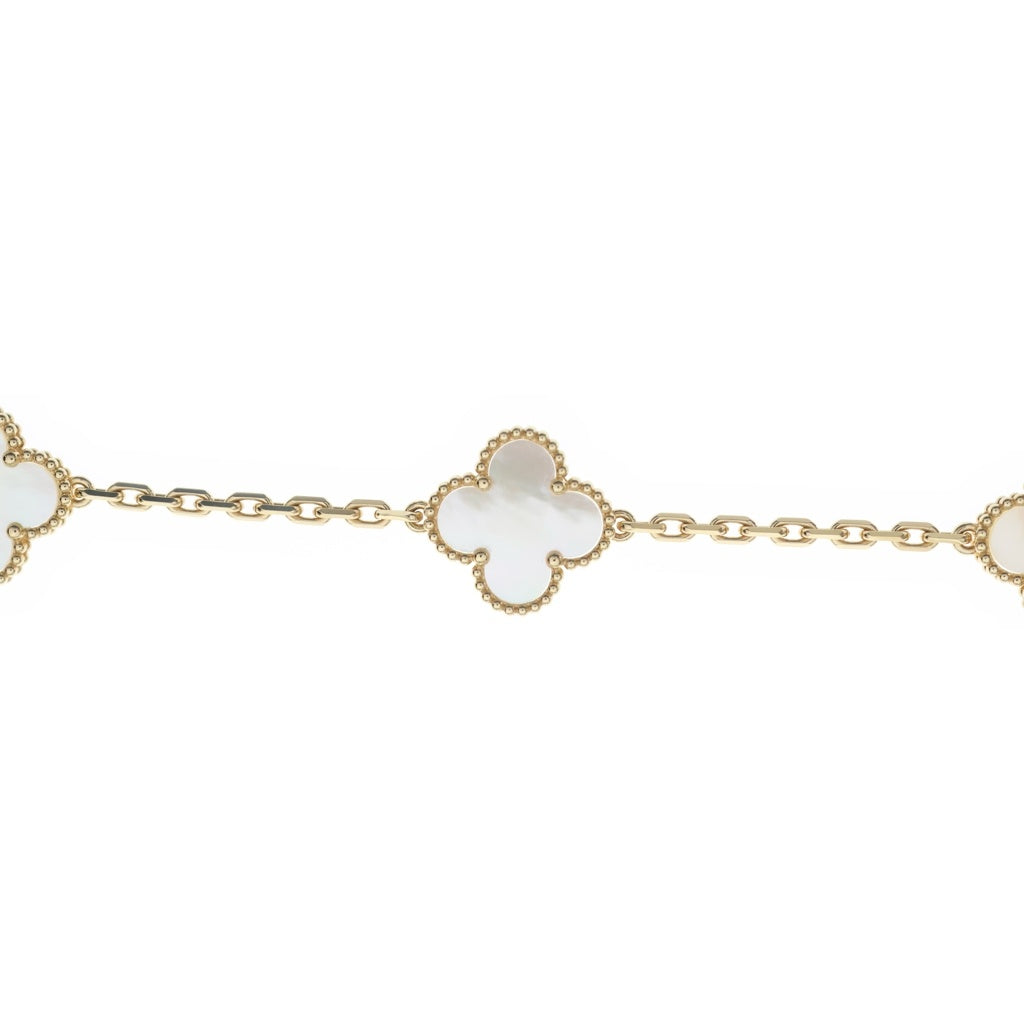 Van Cleef & Arpels(ヴァンクリーフアンドアーペル) ヴィンテージアルハンブラ 10Pモチーフ マザーオブパール ネックレス Au750YG イエローゴールド VCARA42800 レディース