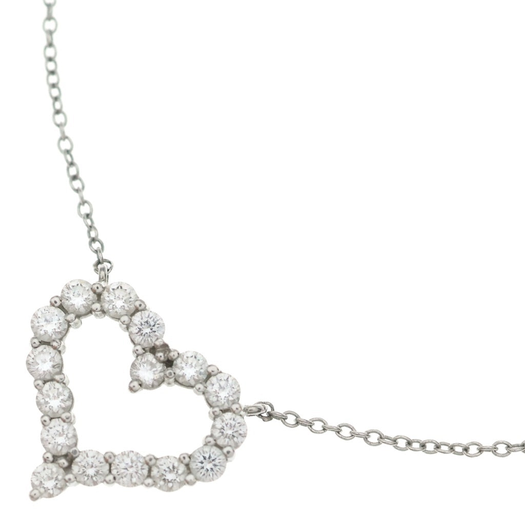 TIFFANY & Co.(ティファニー) センチメンタル ハート ダイヤモンド ネックレス プラチナ950 シルバー 4.7g レディース