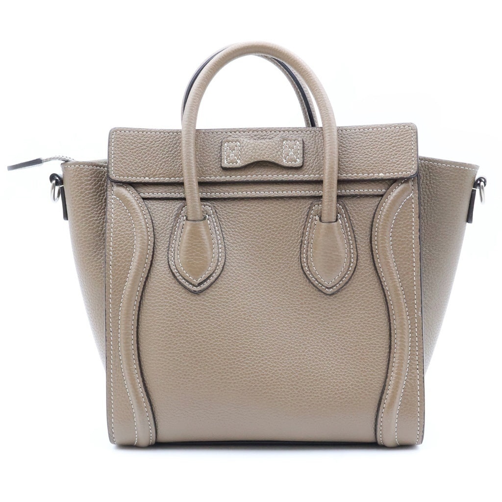 CELINE(セリーヌ) ラゲージ ナノショッパー 2WAYハンドバッグ ショルダーバッグ グレージュ レザー シルバー金具 レディース