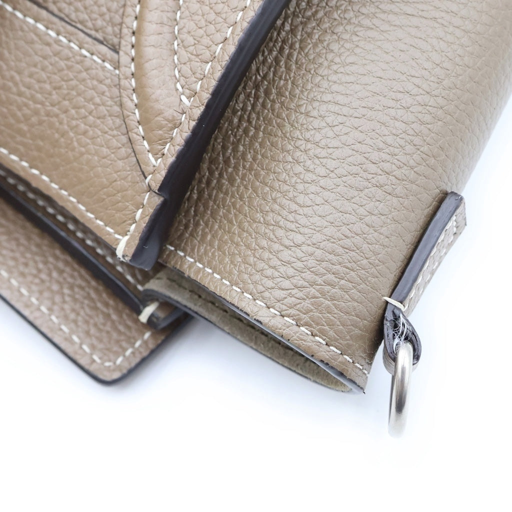 CELINE(セリーヌ) ラゲージ ナノショッパー 2WAYハンドバッグ ショルダーバッグ グレージュ レザー シルバー金具 レディース
