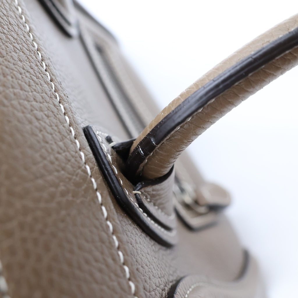 CELINE(セリーヌ) ラゲージ ナノショッパー 2WAYハンドバッグ ショルダーバッグ グレージュ レザー シルバー金具 レディース