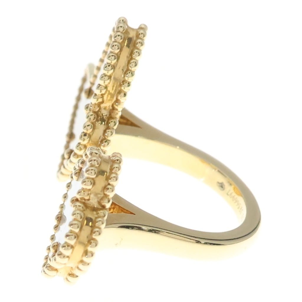 Van Cleef & Arpels(ヴァンクリーフアンドアーペル) ラッキーアルハンブラ タイガーアイ×マザーオブパール アントレ レ ドア リング Au750PG #51 VCARN05851 レディース