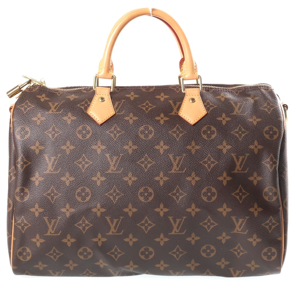 LOUIS VUITTON(ルイヴィトン) モノグラム スピーディ35バンドリエール 2WAYハンドバッグ ショルダーバッグ ブラウン レザー×PVC M46981 ゴールド金具 レディース