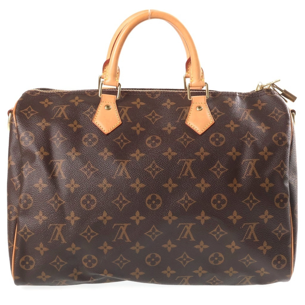 LOUIS VUITTON(ルイヴィトン) モノグラム スピーディ35バンドリエール 2WAYハンドバッグ ショルダーバッグ ブラウン レザー×PVC M46981 ゴールド金具 レディース