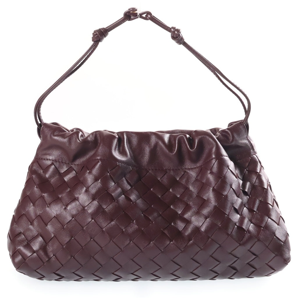 BOTTEGA VENETA(ボッテガヴェネタ) イントレチャート ダストバッグ ノッテ チェーンショルダーバッグ ボルドー レザー ゴールド金具 レディース