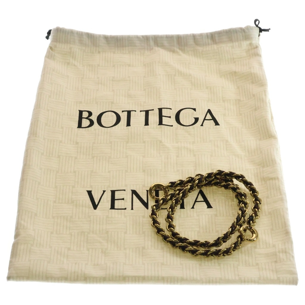 BOTTEGA VENETA(ボッテガヴェネタ) イントレチャート ダストバッグ ノッテ チェーンショルダーバッグ ボルドー レザー ゴールド金具 レディース