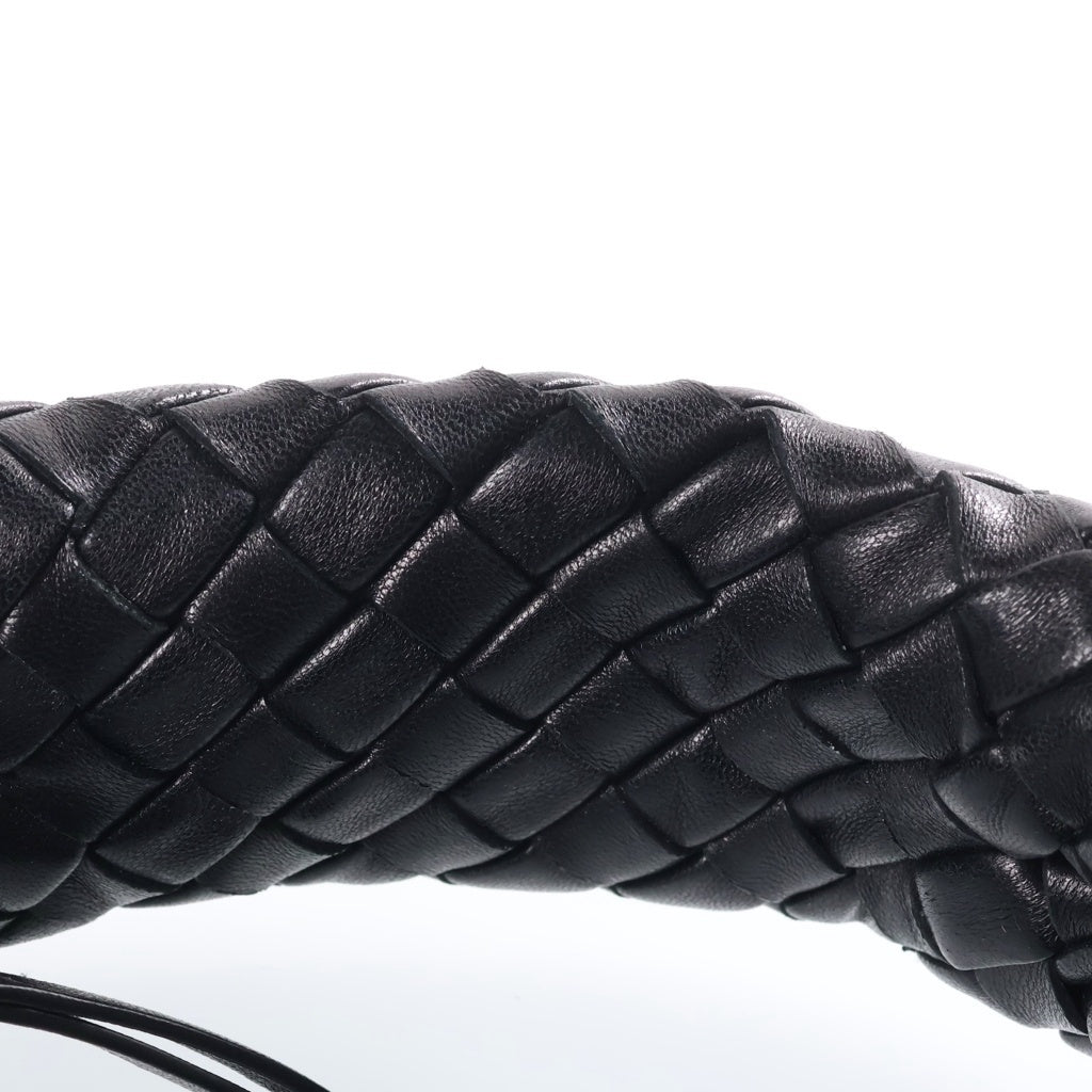 BOTTEGA VENETA(ボッテガヴェネタ) イントレチャート ベイビー ヴェネタ ミニハンドバッグ ブラック レザー ゴールド金具 レディース