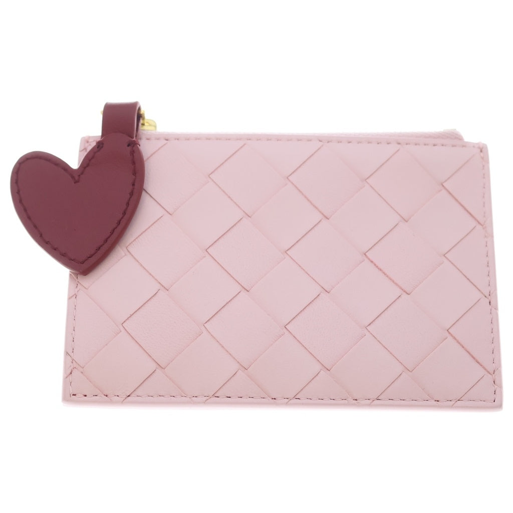 BOTTEGA VENETA(ボッテガヴェネタ) イントレチャート バレンタイン コインケース カードケース フラグメントケース ピンク レザー ゴールド金具 レディース