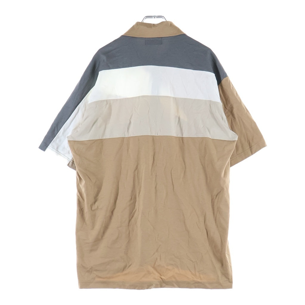 kolor(カラー) ヘンリーネック 切り替え半袖ポロシャツ ベージュ×グレー #2