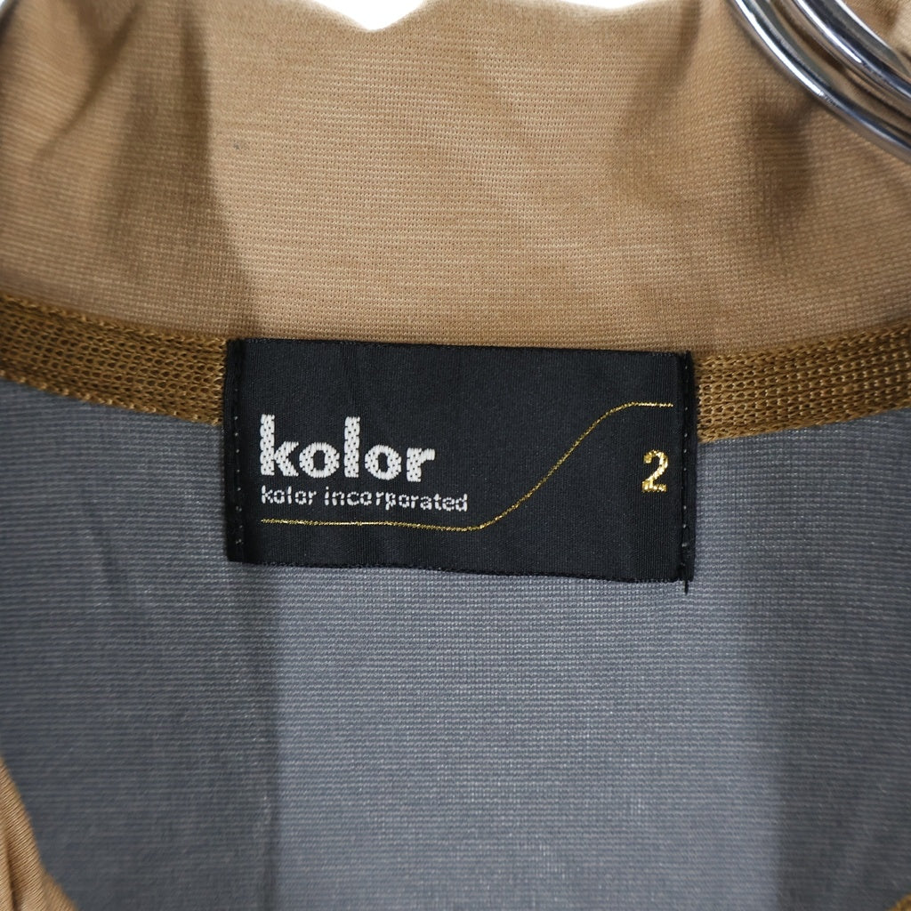 kolor(カラー) ヘンリーネック 切り替え半袖ポロシャツ ベージュ×グレー #2