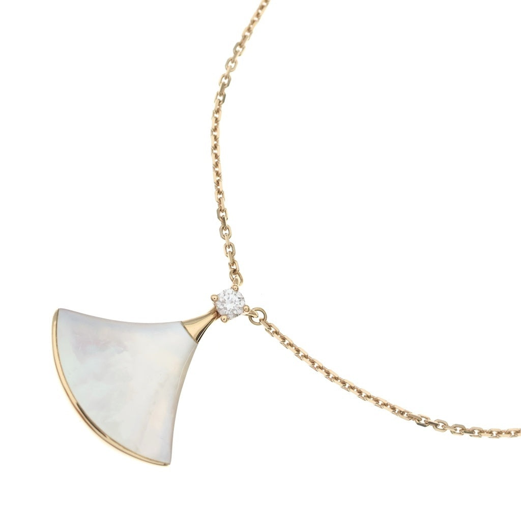 BVLGARI(ブルガリ) ディーヴァドリーム マザーオブパール 1PD ダイヤ ネックレス ペンダント チェーン ピンクゴールド 750PG レディース