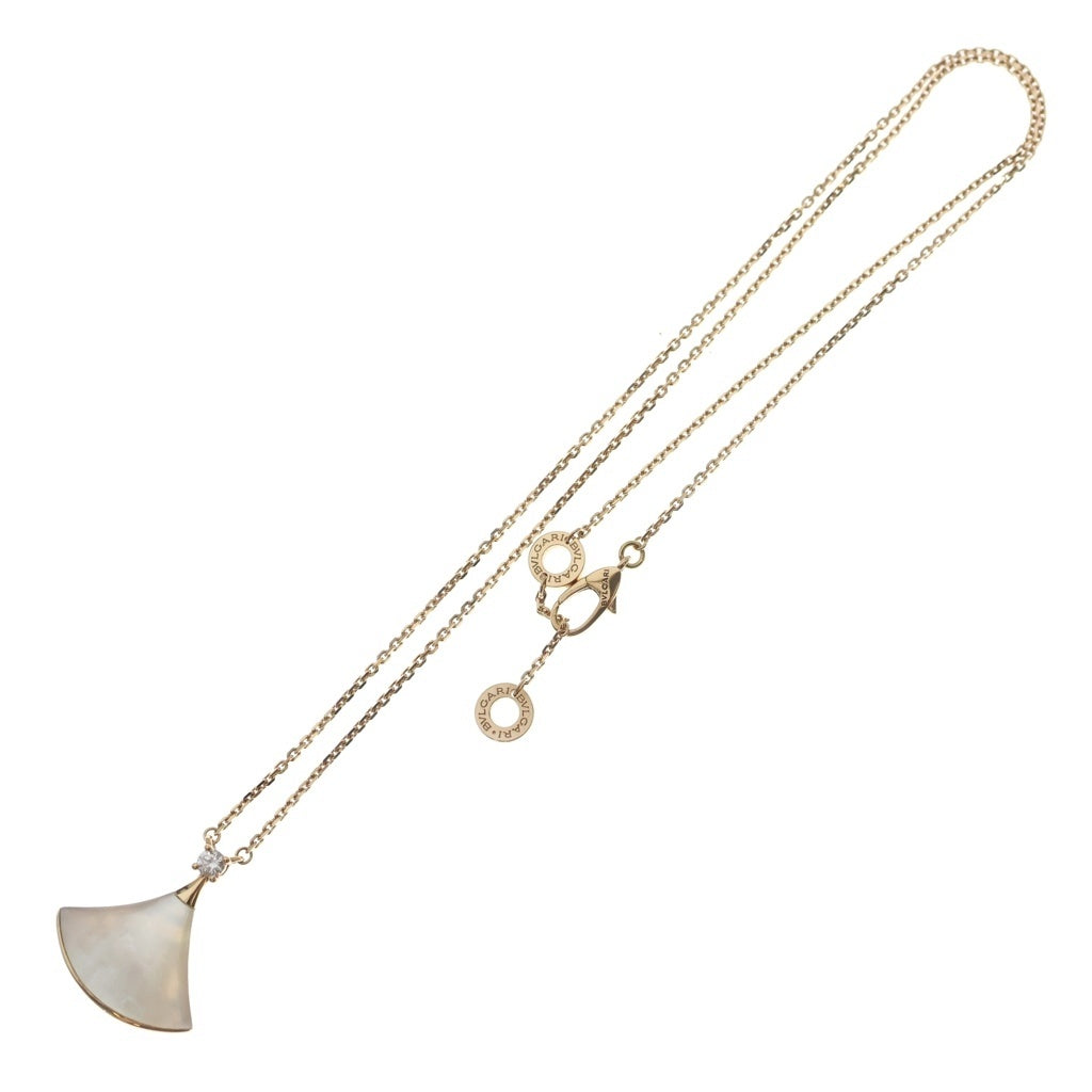 BVLGARI(ブルガリ) ディーヴァドリーム マザーオブパール 1PD ダイヤ ネックレス ペンダント チェーン ピンクゴールド 750PG レディース