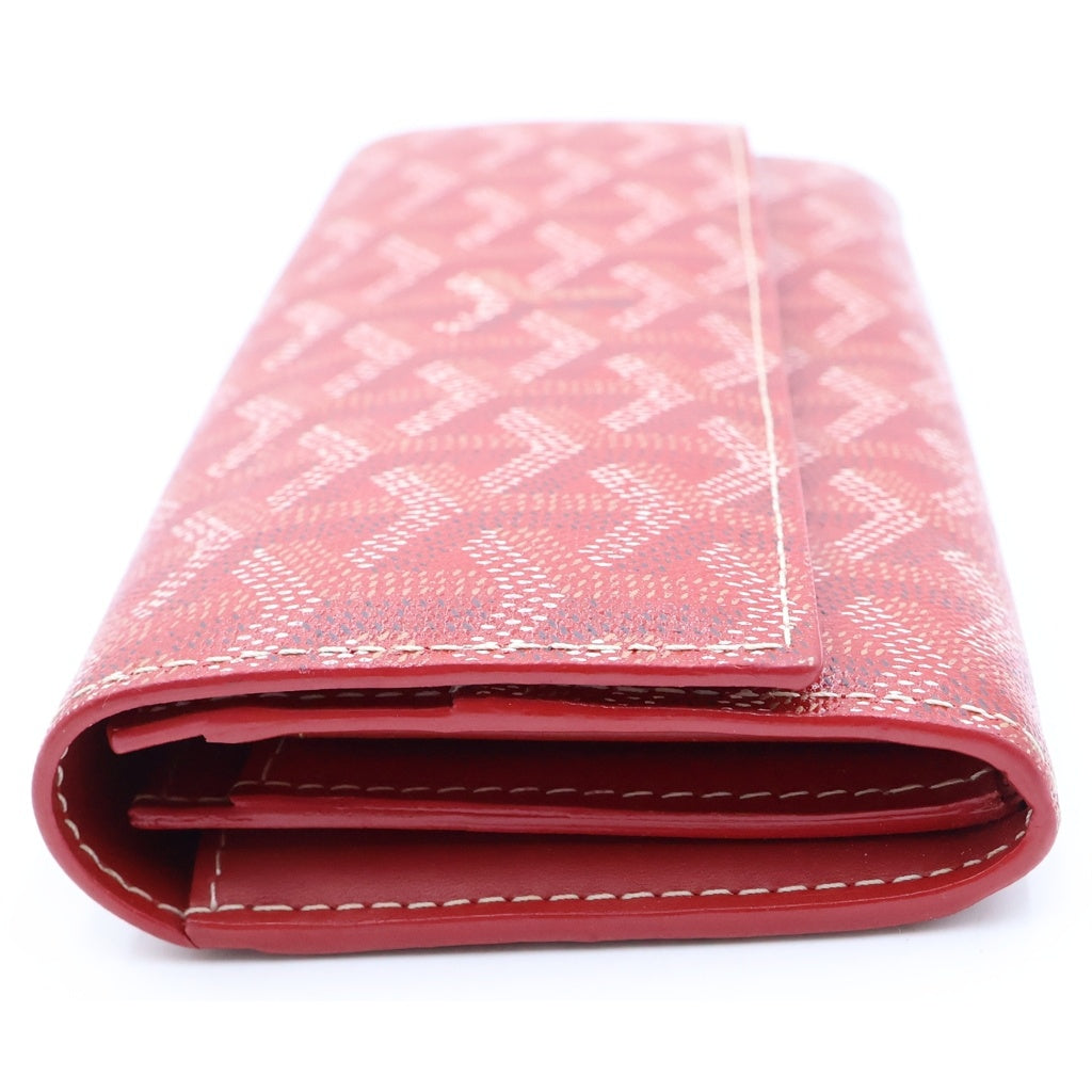GOYARD(ゴヤール) ヴァレンヌ フラップウォレット ロングウォレット 長財布 カードケース レッド シルバー金具 レディース