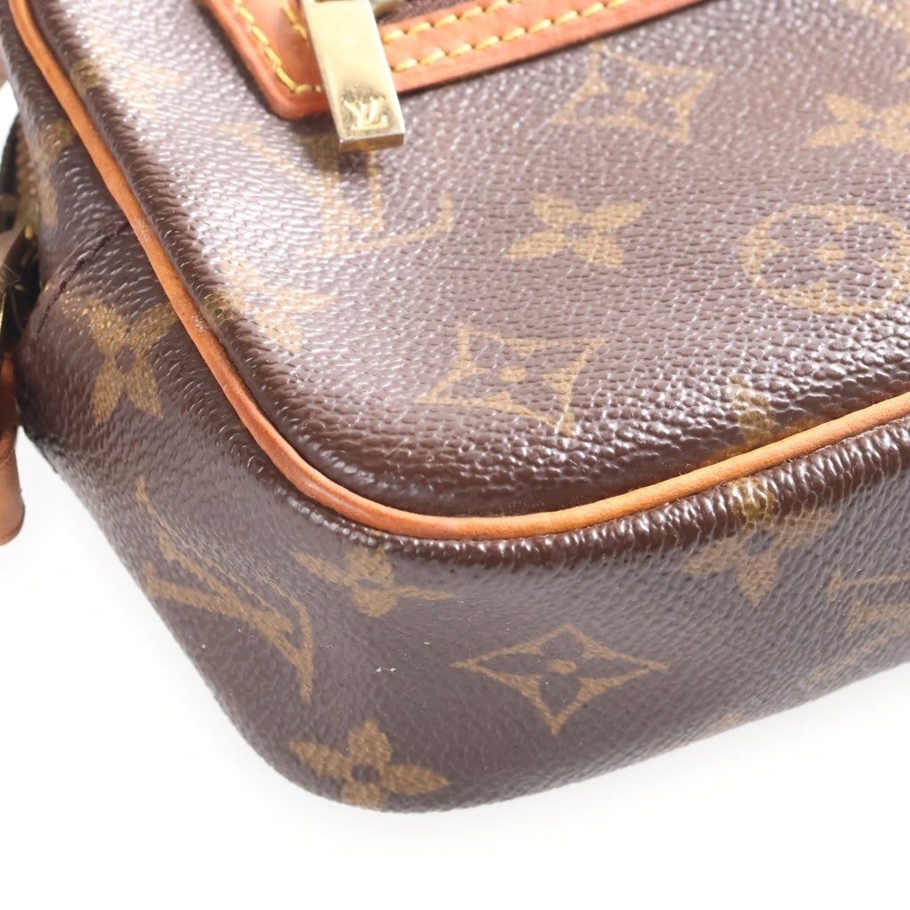 LOUIS VUITTON(ルイヴィトン) モノグラム ポシェット・シテ ショルダーバッグ ブラウン レザー×PVC M51183 ゴールド金具 レディース