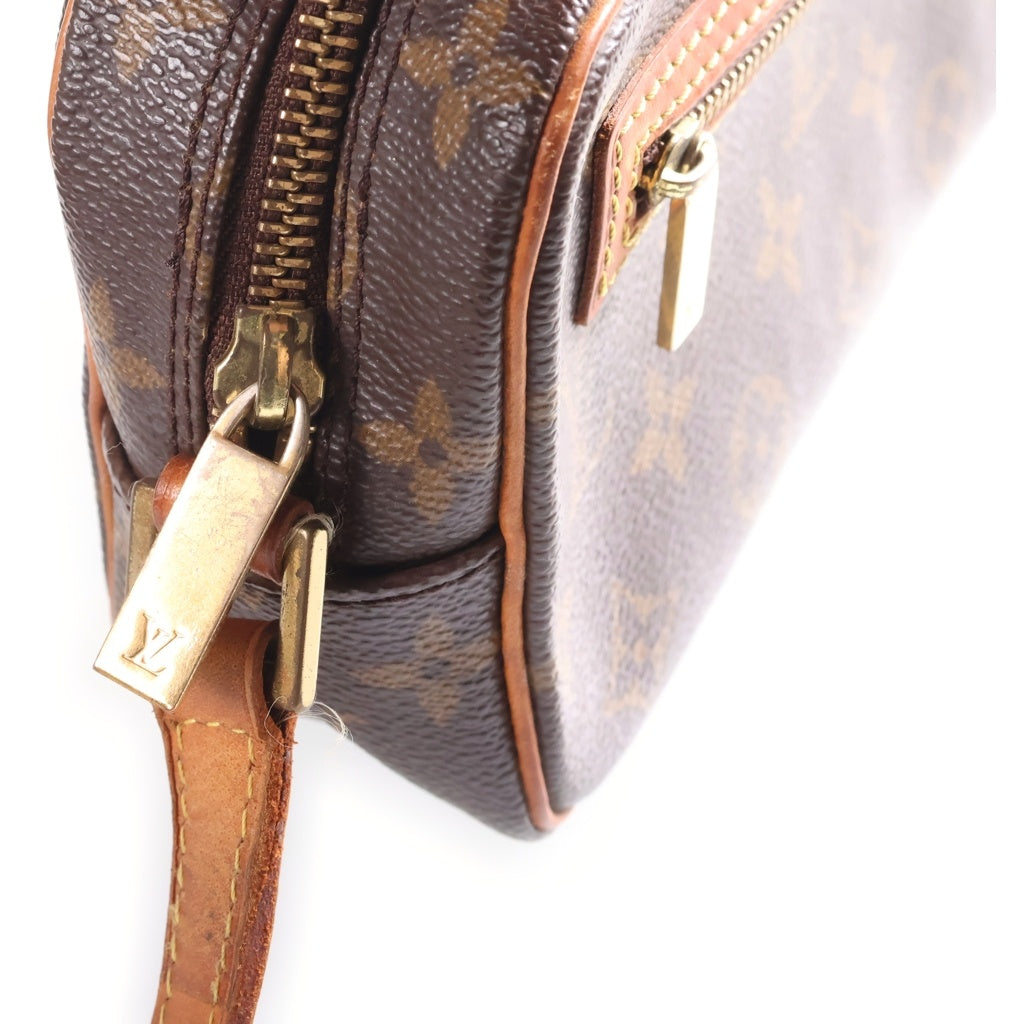 LOUIS VUITTON(ルイヴィトン) モノグラム ポシェット・シテ ショルダーバッグ ブラウン レザー×PVC M51183 ゴールド金具 レディース