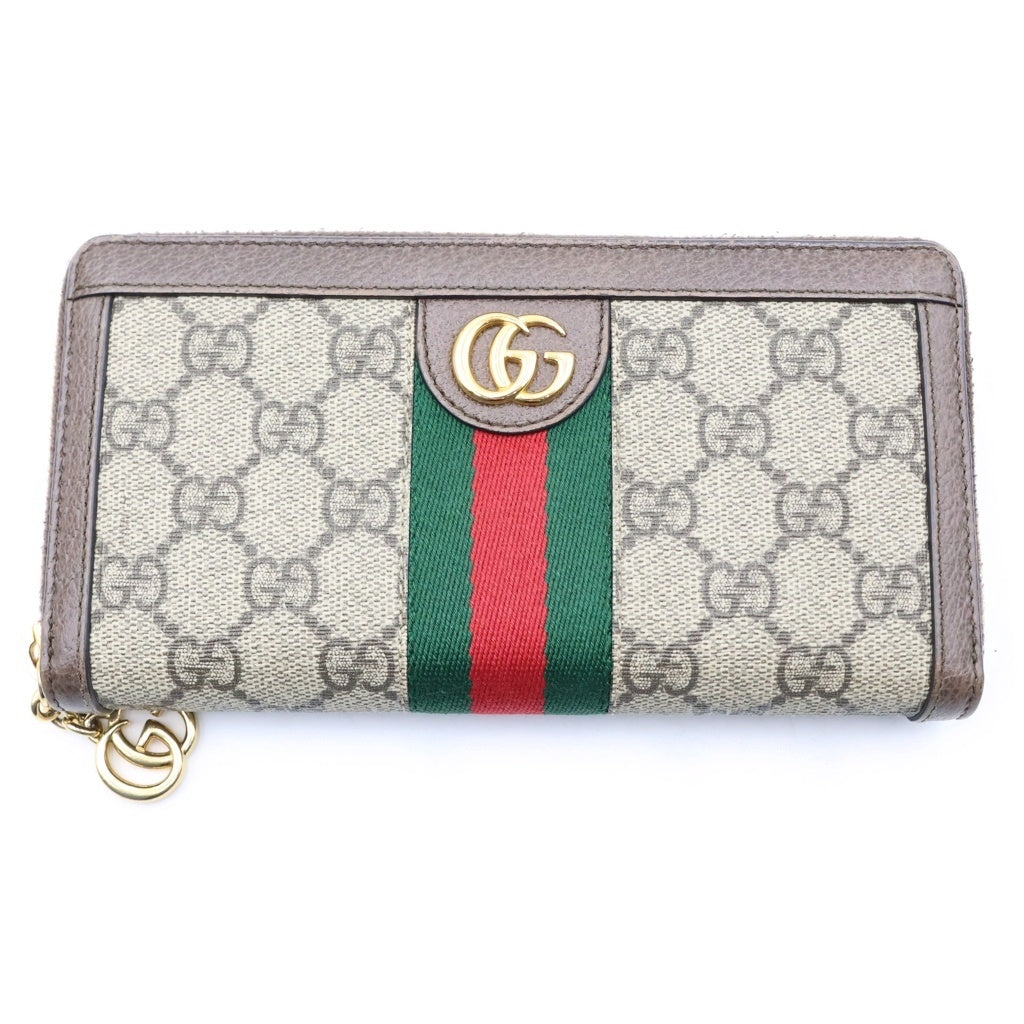 GUCCI(グッチ) GGスプリーム オフィディア 長財布 ロングウォレット カードケース ブラウン レザー 523154 ゴールド金具 レディース